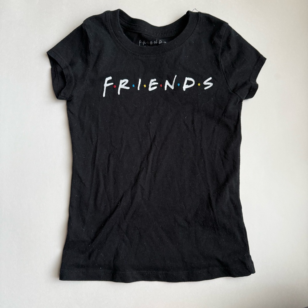 🍭 Friends Girls Black Logo T-Shirt - Size 6/6X (Used)